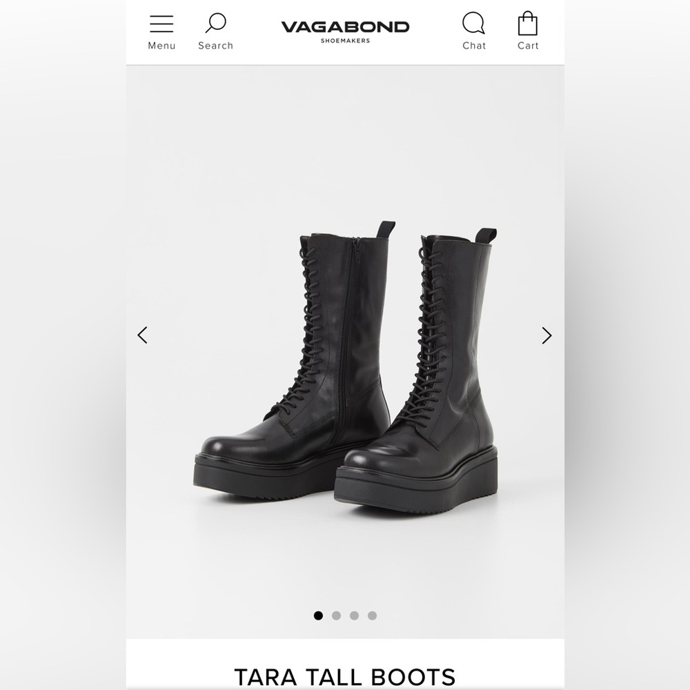 Vagabond Shoemakers Tara Platform Black Leather Lace-Up Boots Size: 7/37